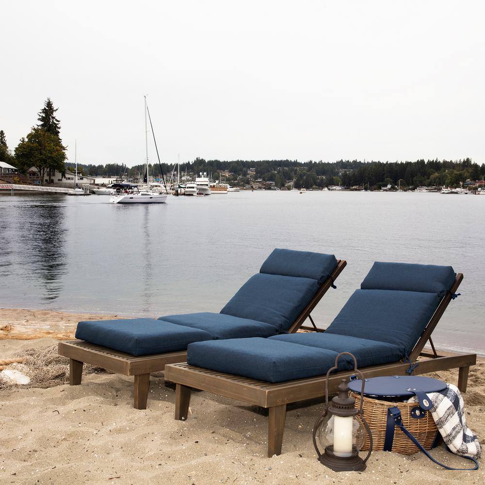 Ocean Blue Recycled Fabric Outdoor Chaise Lounge Cushion