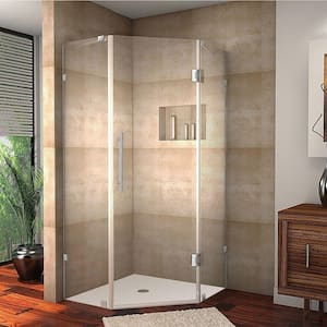 Neoscape 36 in. x 72 in. Frameless Neo-Angle Shower Enclosure in Chrome with Self-Closing Hinges