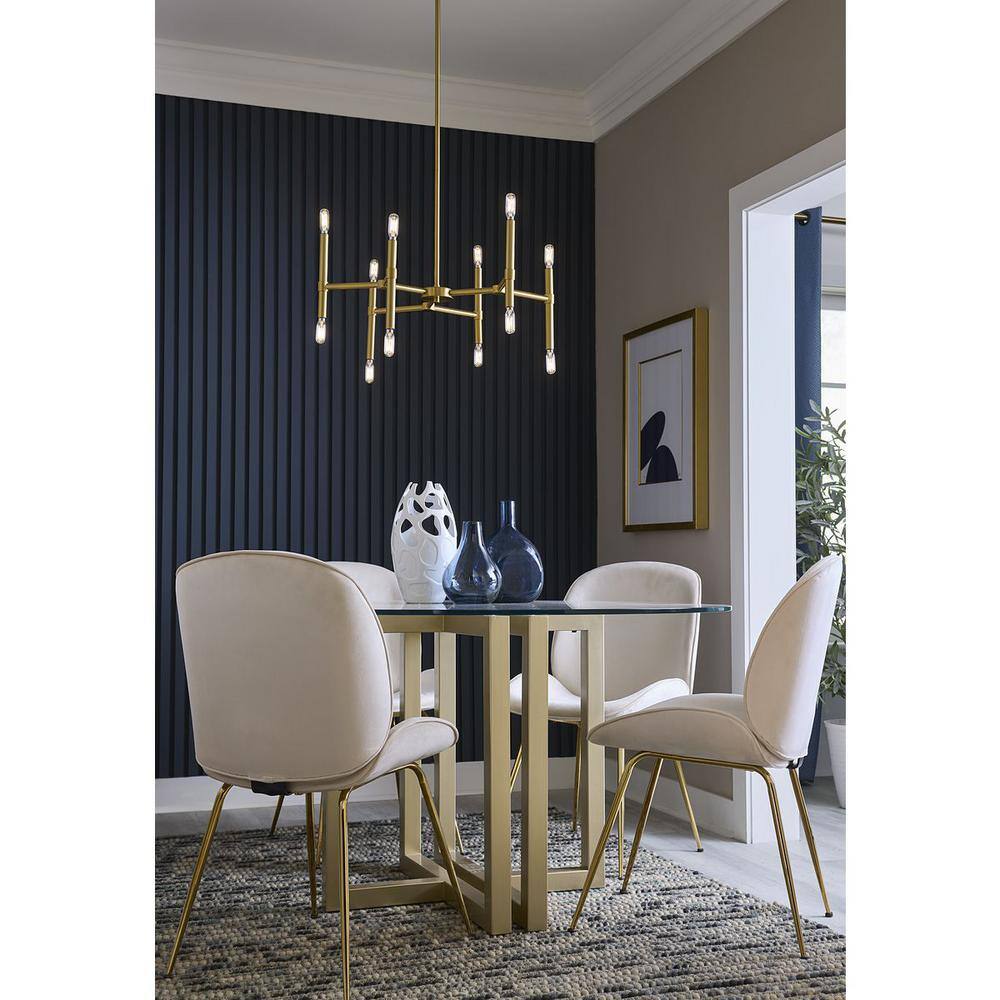Arya Brushed Gold 12-Light Modern Linear Chandelier