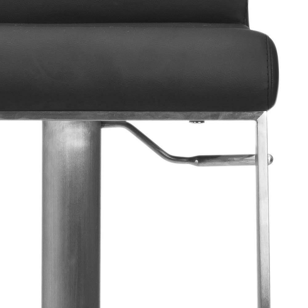 Black Adjustable Swivel Bar Stool with Stainless Steel Base