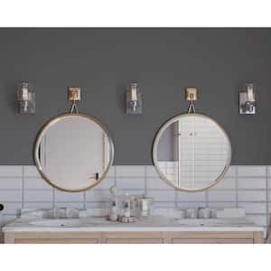 Calhoun Collection 5 in. 1-Light Brushed Nickel Clear Glass Farmhouse Urban Industrial Bathroom Vanity Light