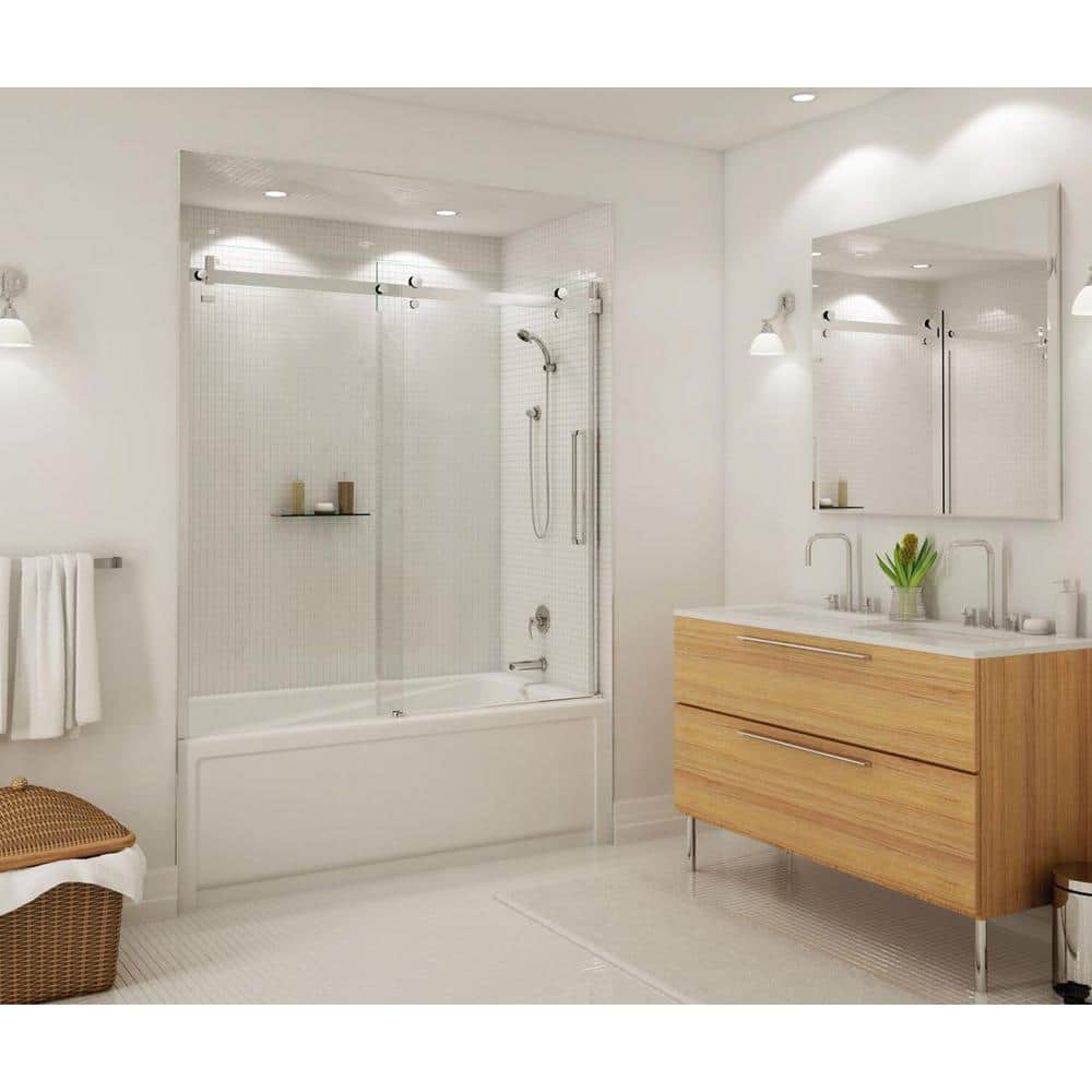 MAAX Halo 59 in. x 59 in. Frameless Sliding Tub Door in Chrome  139398-900-084-000 The Home Depot