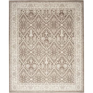 Renewed Ivory Mocha 6 ft. x 9 ft. Distressed Traditional Area Rug