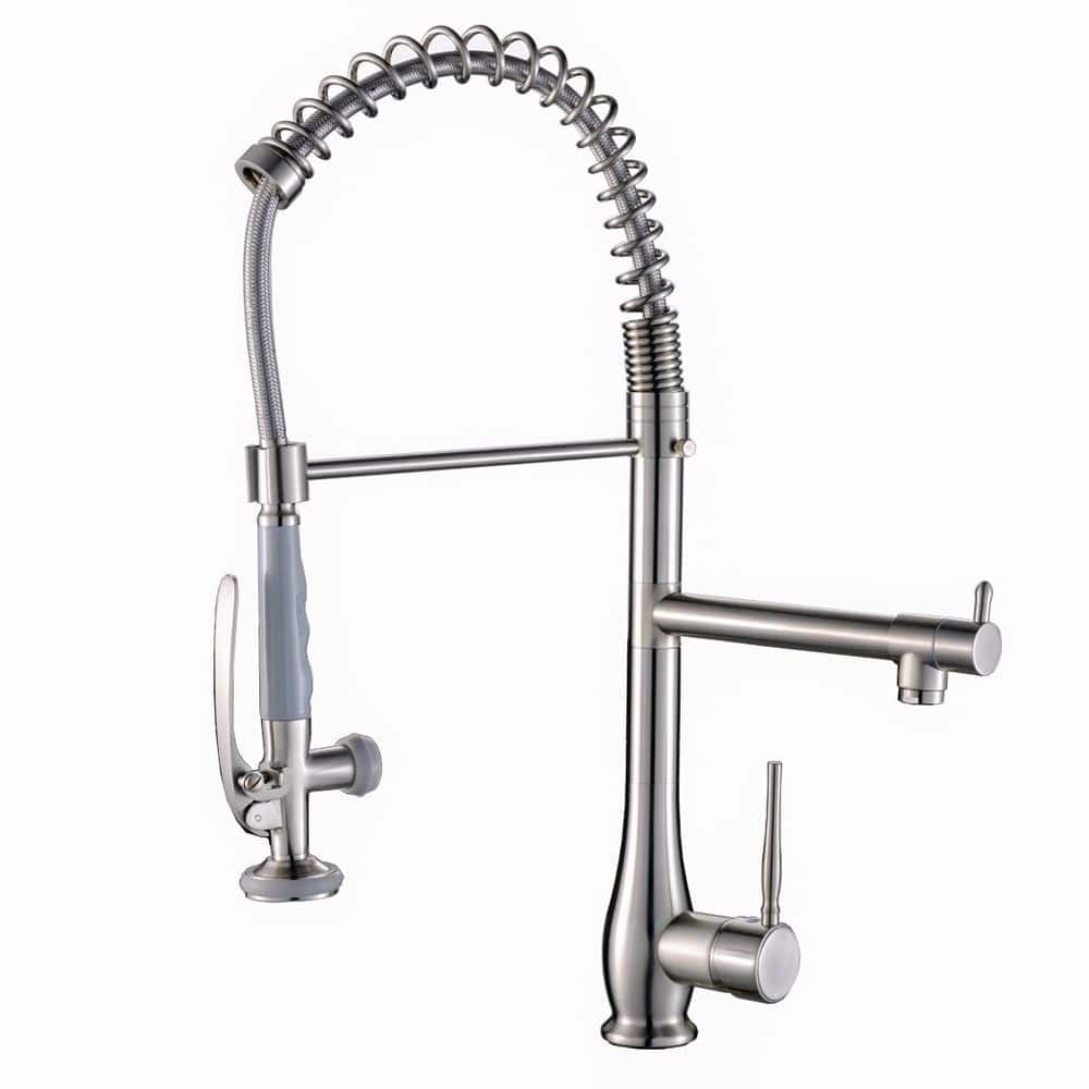 Brushed Nickel 22.8 in. H Pull Down Sprayer Kitchen Faucet with 360 ° Spout Swivel price history on PriceWatchPro