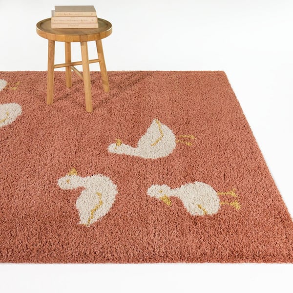 Featherstone Red 5 ft. x 7 ft. Youth Ducks Area Rug