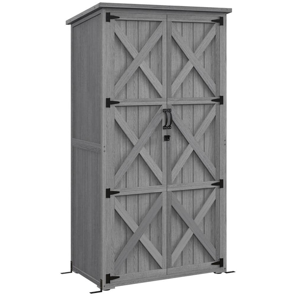 3 ft. W x 5 ft. D Wood Tool Shed with Shelves and Lockable Doors, 5 sq. ft.