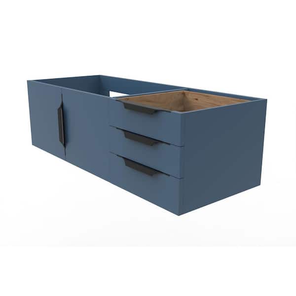 castellousa Alpine 47.75 in. W x 18.75 in. D x 14.25 in. H Bath Vanity Cabinet without Top in Matte Blue with Black Trim