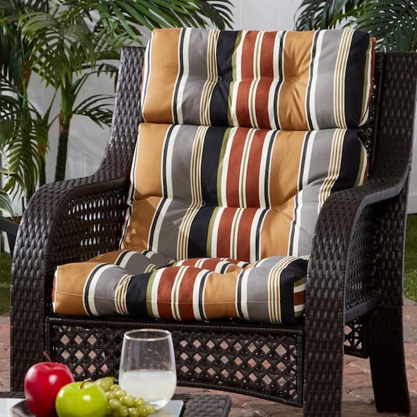 Hampton Bay 20 x 19 in. Hawking Stripe Contoured Outdoor Seat Cushion