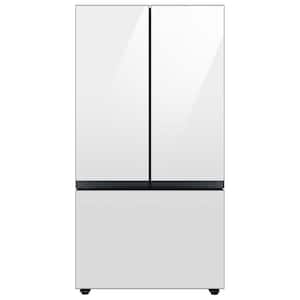 Bespoke 30 cu. ft. 3-Door French Door Smart Refrigerator with Autofill Water Pitcher in White Glass, Standard Depth