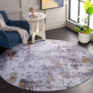 Tacoma Gray/Gold 6 ft. x 6 ft. Marble Round Area Rug