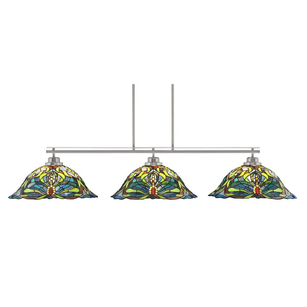 Monroe 3-Light Bar, Round Fitter, Brushed Nickel Finish, 19 in. Kaleidoscop
