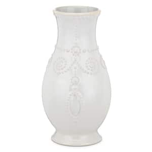 French Perle 8 in. White Fluted Vase