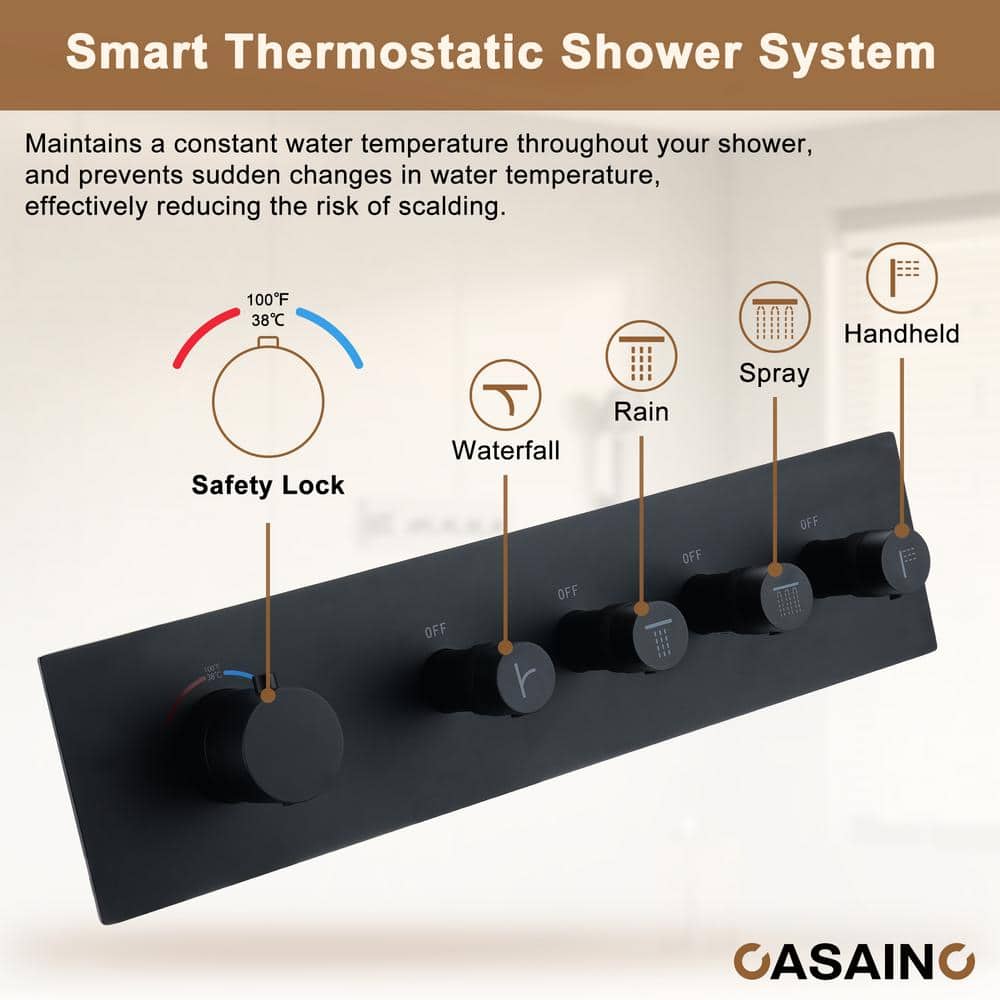 Large Dual Rectangle Ceiling Mount Shower System with Handheld