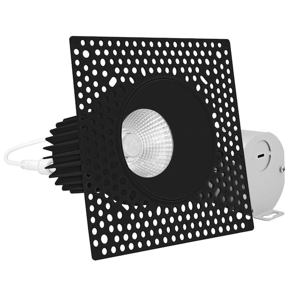 LUXRITE 3 in. Black Canless Remodel Integrated LED Trimless Recessed Light 5 Color Temperatures Dimmable Damp and IC Rated