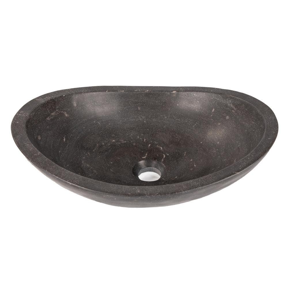 Honed Black Limestone Canoe Shaped Bathroom Sink
