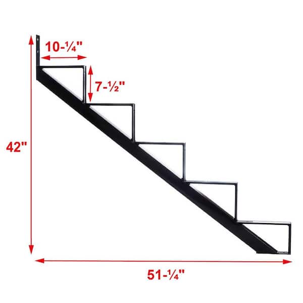 5-Steps Steel Stair Stringer black 7-1/2 in. x 10-1/4 in. (Includes 1 Stair Stringer)