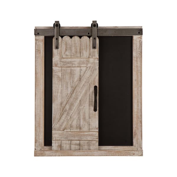 Glitzhome 19 75 H Farmhouse Wooden Chalkboard Barn Door Memo Board Wall Decor 1505202706 The Home Depot