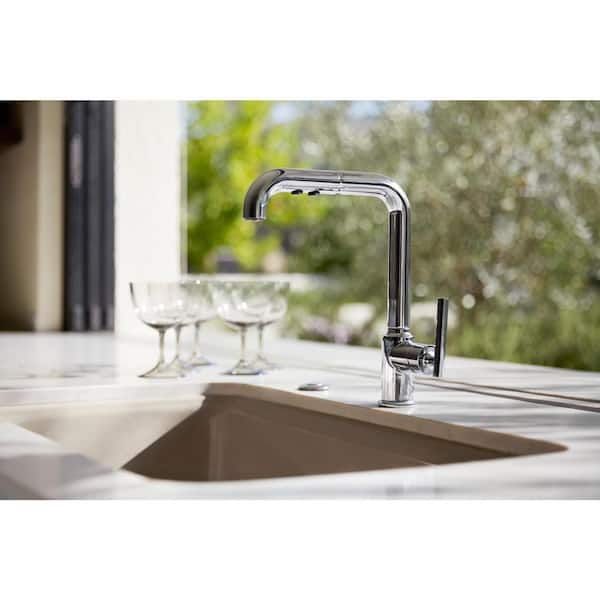 KOHLER Purist Single-Handle Pull-Out Sprayer Kitchen Faucet In 