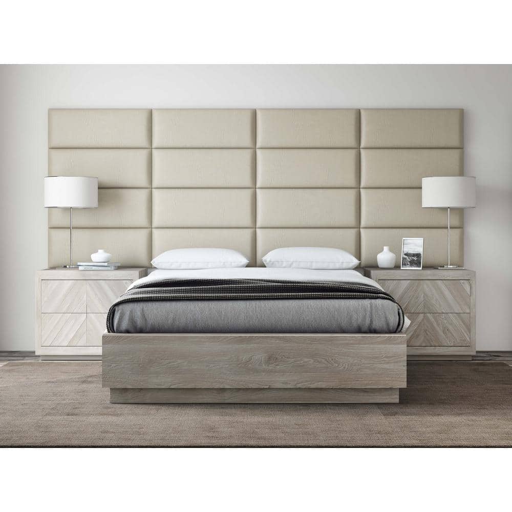 Dusty Taupe Leather Full Tufted Floating Wall Panels