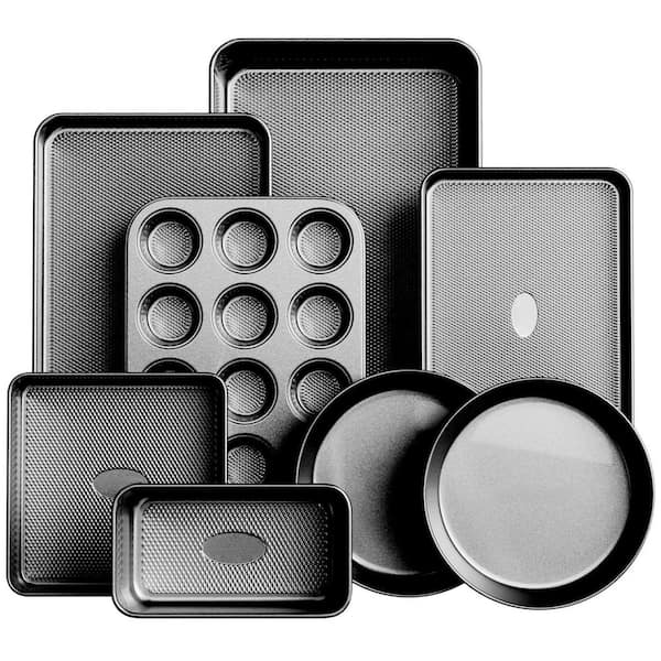 8-Piece Cake Pan Set Includes Baking Sheet, Cake Pan, Muffin Pan, Loaf Pan, Square Pan, Cookie Sheet and Roasting Pan