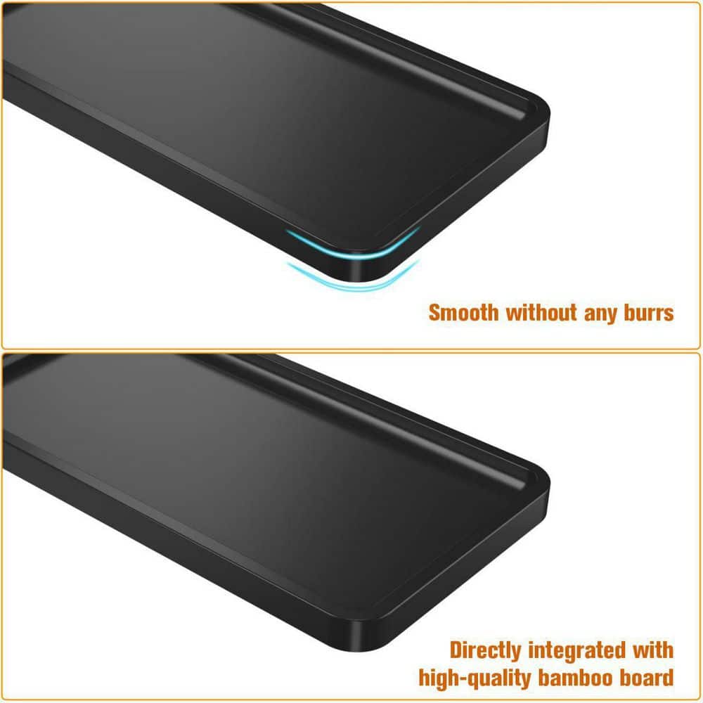 Black Bamboo Bathroom Vanity Tray for Countertops