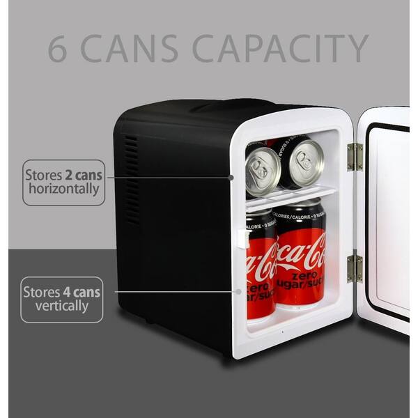 Coca Cola 0 14 Cu Ft Zero Portable Mini Fridge In Black Without Freezer Cz04 The Home Depot