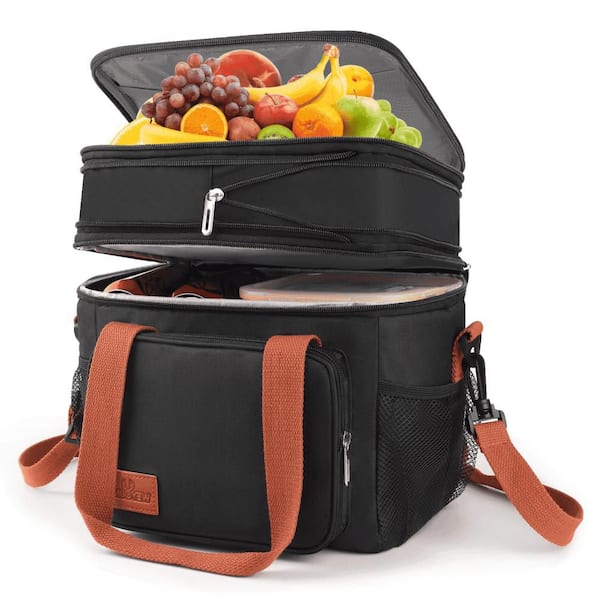 17L Expandable Insulated Lunch Bag-Leak Proof Freezer Safe Double Deck Lunch Tote with Adjustable Strap