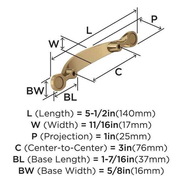 Amerock Inspirations 3-in (76mm) Center to Center Champagne Bronze Arch Cup Drawer Pull