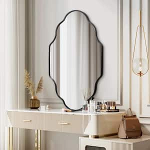 24 in. W x 36 in. H Scalloped Irregular Decorative Wall Mirror Bathroom Vanity Mirror Aluminum Alloy Framed in Black