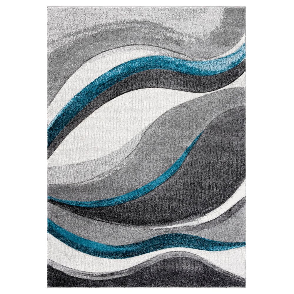 Hollywood 11 ft. x 14 ft. Gray/Turquoise Gradient Waves Area Rug price history on PriceWatchPro