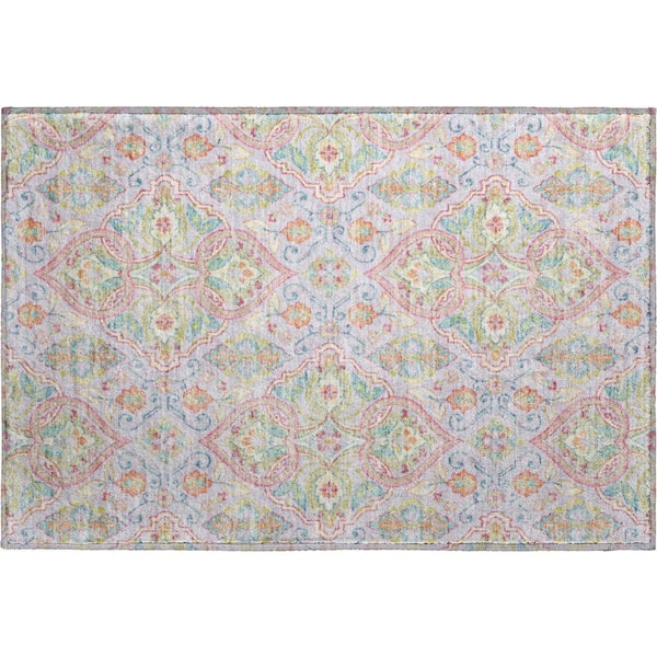 Mayfield Premium Machine Washable Abstract AMF2207 Lavender 2 ft. x 3 ft. Accent Rug