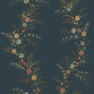 8 in. x 10 in. Posy Blue Midnight Vines Peel and Stick Wallpaper Sample