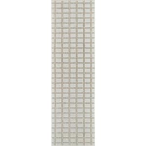 Maise Beige Cream 2 ft. x 8 ft. Modern Checkered Indoor Outdoor Runner Rug