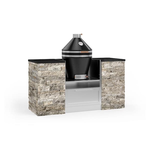 NewAge Products Signature Series Stainless Steel 67.16 in. x 25.5 in. x 57.5 in. 6-Piece Outdoor Kitchen Cabinet Set with Kamado Grill
