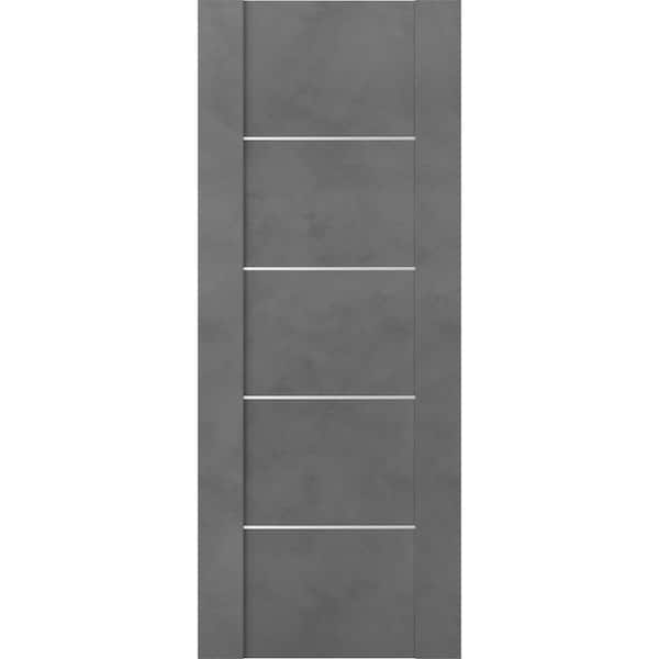 Belldinni Vona 01 4H 24 in. W x 80 in. H x 1-3/4 in. D 1-Panel Solid Core Dark Urban Prefinished Wood Interior Door Slab