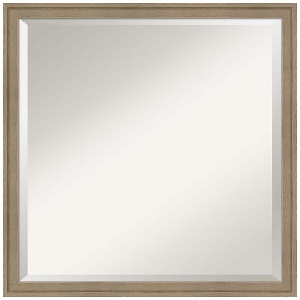 Florence Light Brown 21.75 in. x 21.75 in. Beveled Casual Square Framed Bathroom Wall Mirror in Brown -  Amanti Art, A38868100338