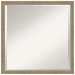 Florence Light Brown 21.75 in. x 21.75 in. Beveled Casual Square Framed Bathroom Wall Mirror in Brown