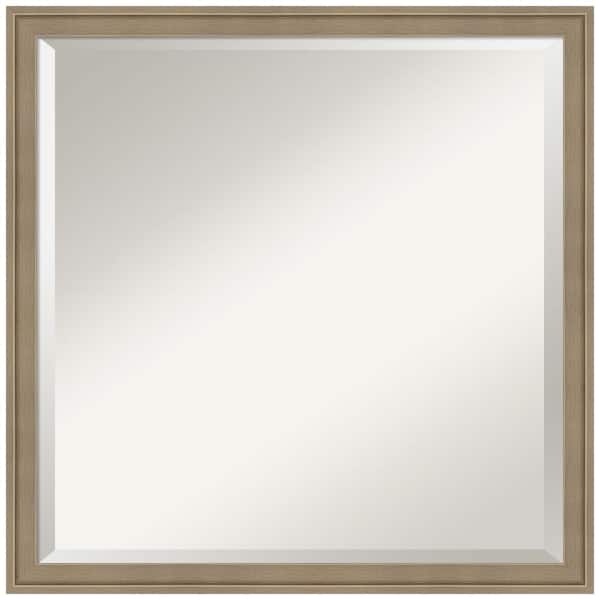Amanti Art Florence Light Brown 21.75 in. x 21.75 in. Beveled Casual Square Framed Bathroom Wall Mirror in Brown