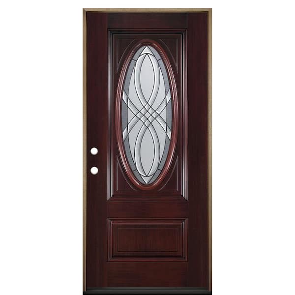Masonite 36 in. x 80 in. Everland Cianne Cherry Right-Hand Inswing 3/4 Oval Finished Smooth Fiberglass Prehung Front Door