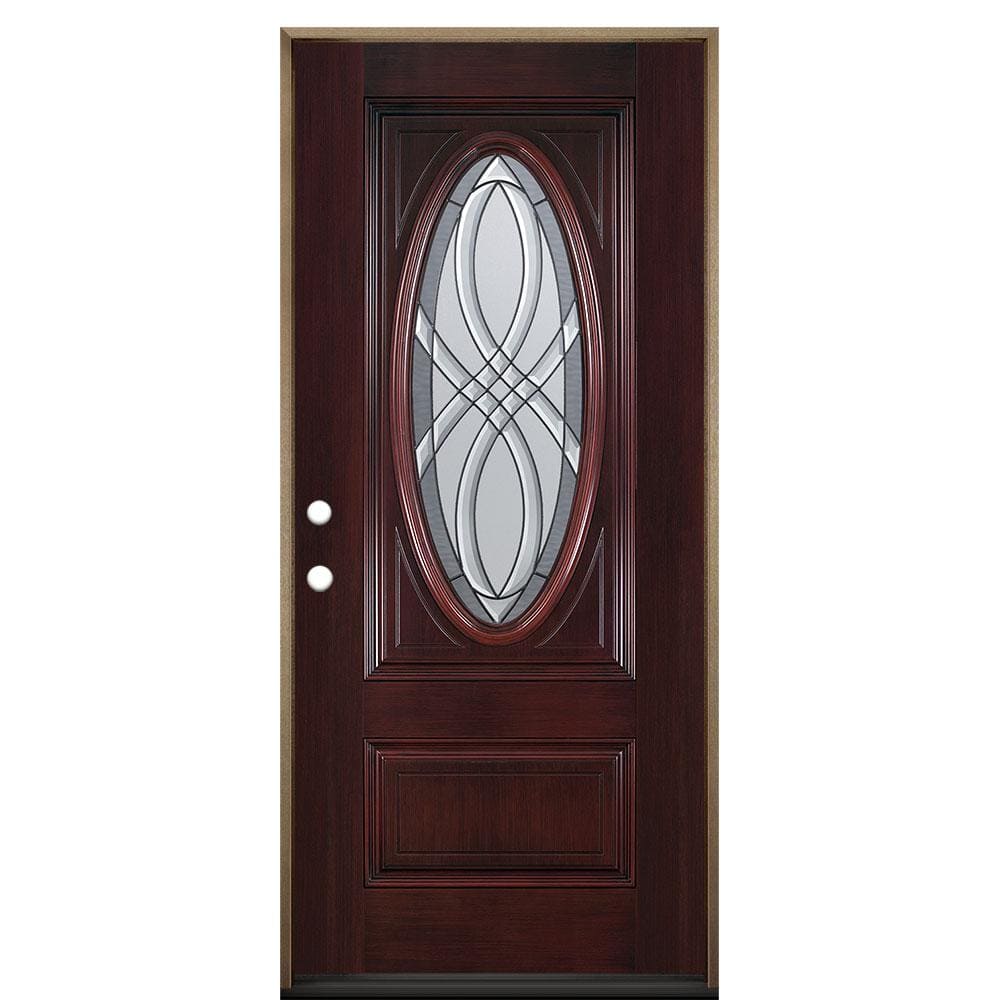 Masonite 36 in. x 80 in. Everland Cianne Cherry Right-Hand Inswing 3/4 Oval  Finished Smooth Fiberglass Prehung Front Door 39922 - The Home Depot