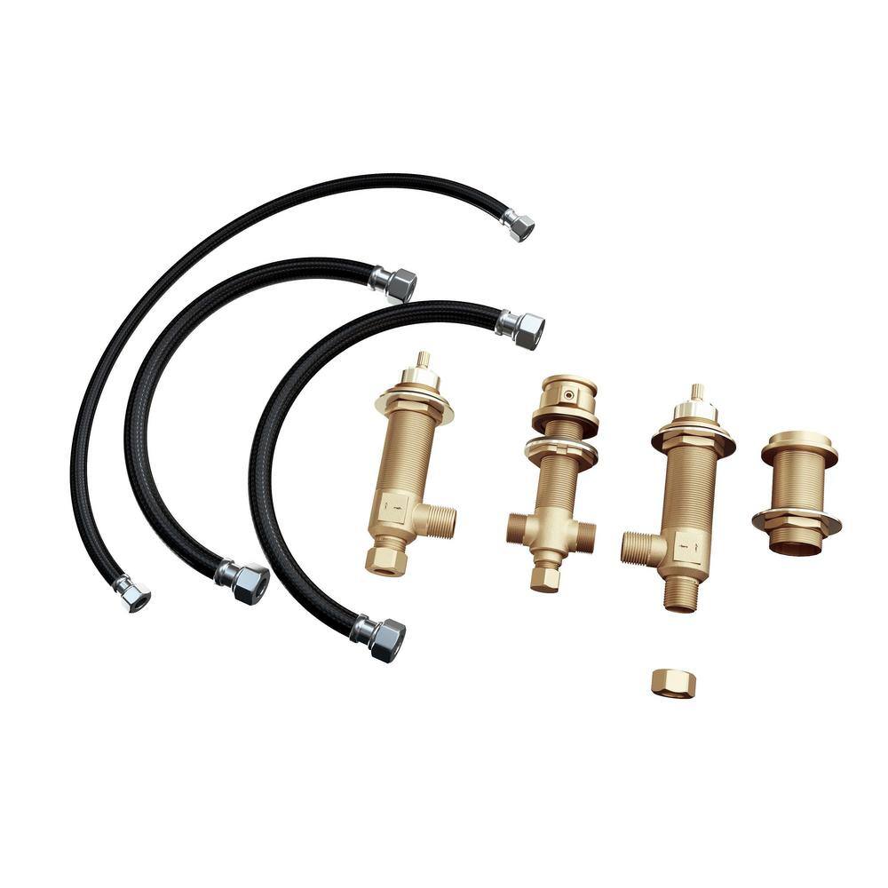 Matte Black Double Handle Roman Tub Faucet with Hand Shower
