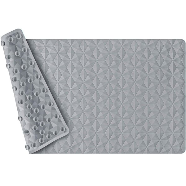 28 in. x 16 in. Non Slip Natural Rubber Bathtub Mat in Gray with 241 Suction Cups, Fatigue Relief, Machine Washable