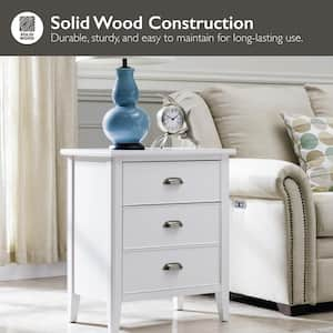 Laurent Collection Hardwood Bedroom Night Stand with Top Drawer, Door and 2-plug Electrical Outlet