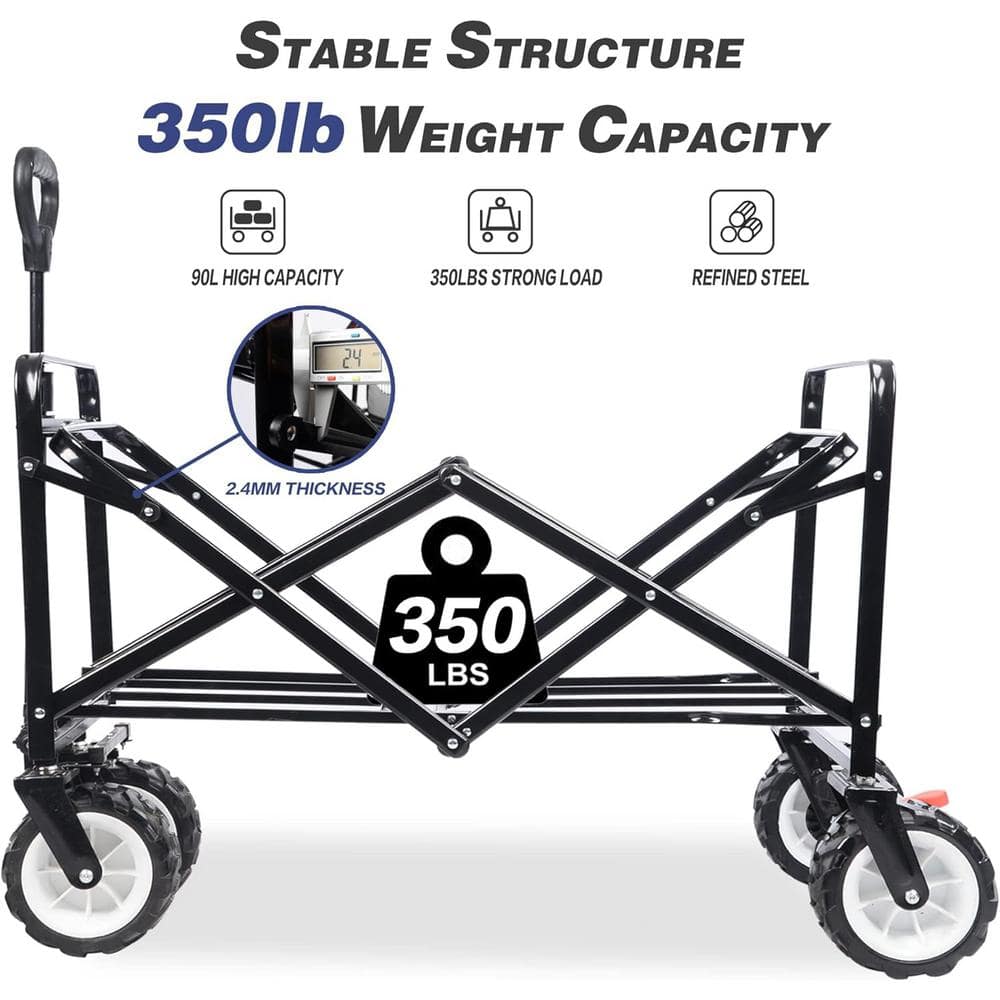 Heavy Duty Dark Blue Steel Collapsible Outdoor Wagon with All-Terrain Wheels