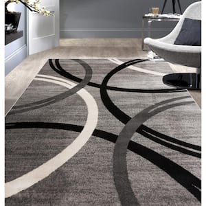 Toscana Gray 4 ft. x 6 ft. Modern Abstract Circles Indoor Area Rug