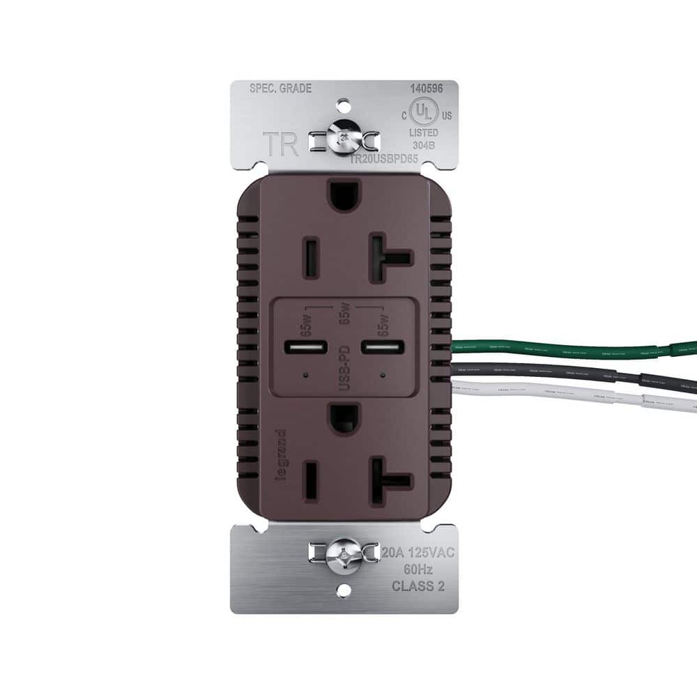 20A Tamper Resistant 65W Commercial Grade Power Delivery USB Type C Duplex Outlet Dark Bronze price history on PriceWatchPro