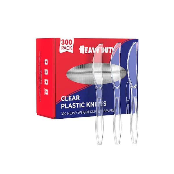 Transparent Disposable Plastic Knives Disposable Tableware Heavy Duty Heat Resistant 300 Per Case for Events Parties