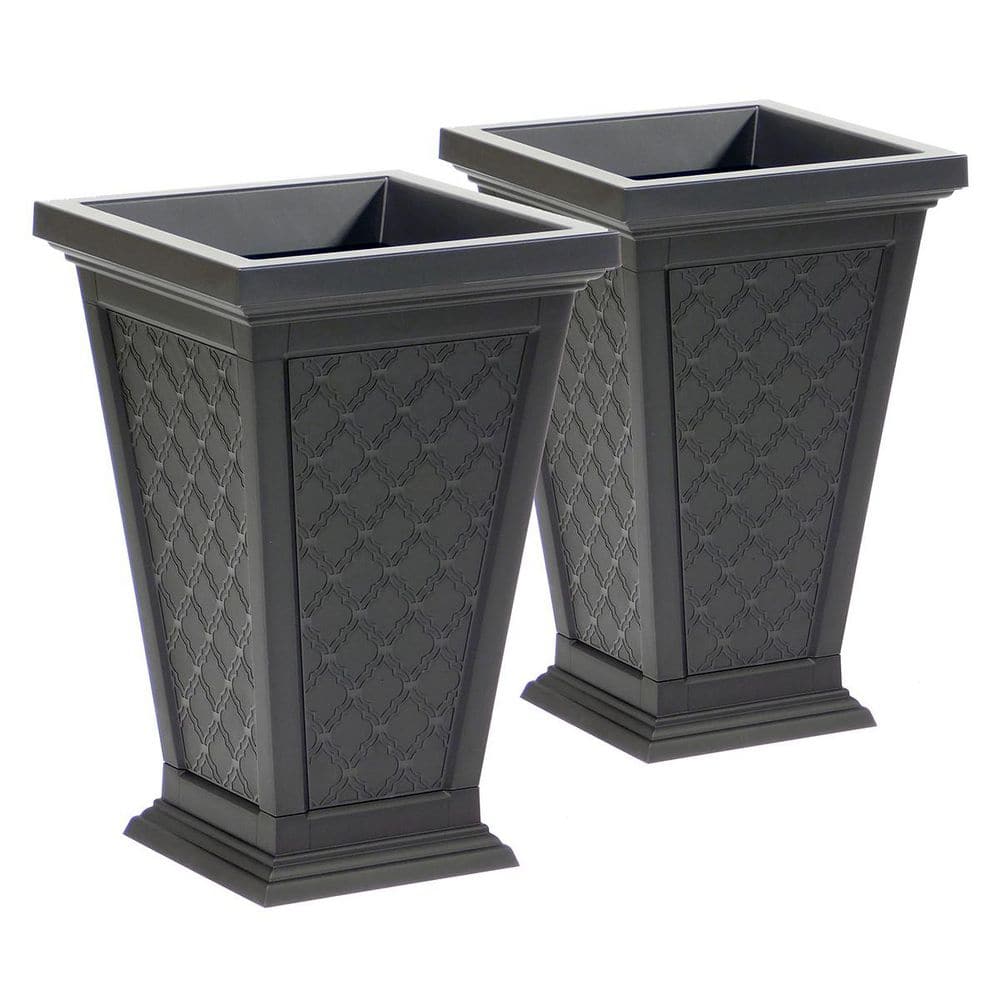 Modemmo Casablanca 22.5 in. Black Plastic Tall Self-Watering Planter (2-Pac