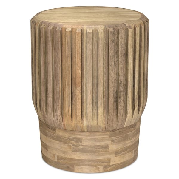 Lyall Solid Mango Wood 16 in. Wide Round Contemporary Side Table in Natural, Fully Assembled