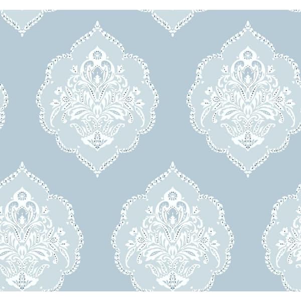 York Wallcoverings 60.75 sq ft Blue Signet Medallion Dam Pre-Pasted Wallpaper